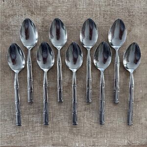 Reed & Barton Rebacraft Stainless Regal Bamboo Teaspoons Set of 9